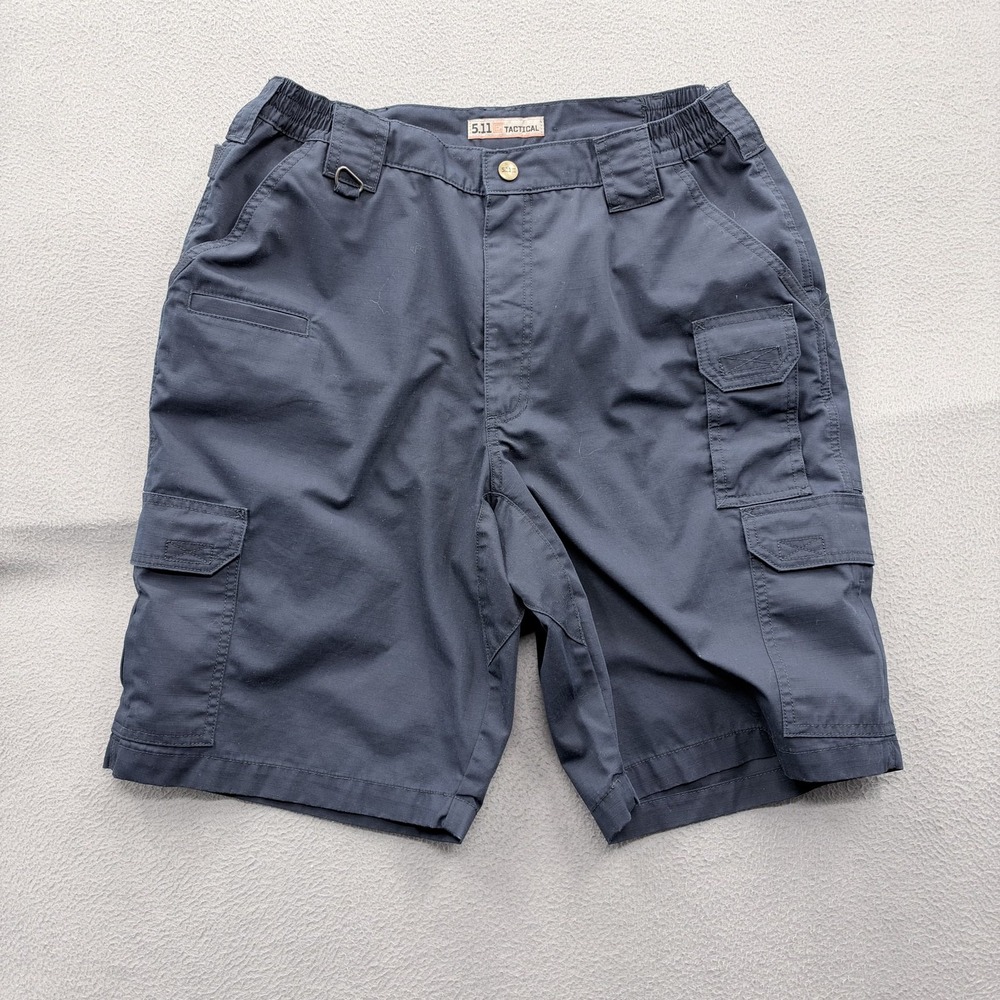 5.11 Tactical Shorts Mens 34 Blue Cargo Canvas 10 Inseam Elastic Waist Outdoor
